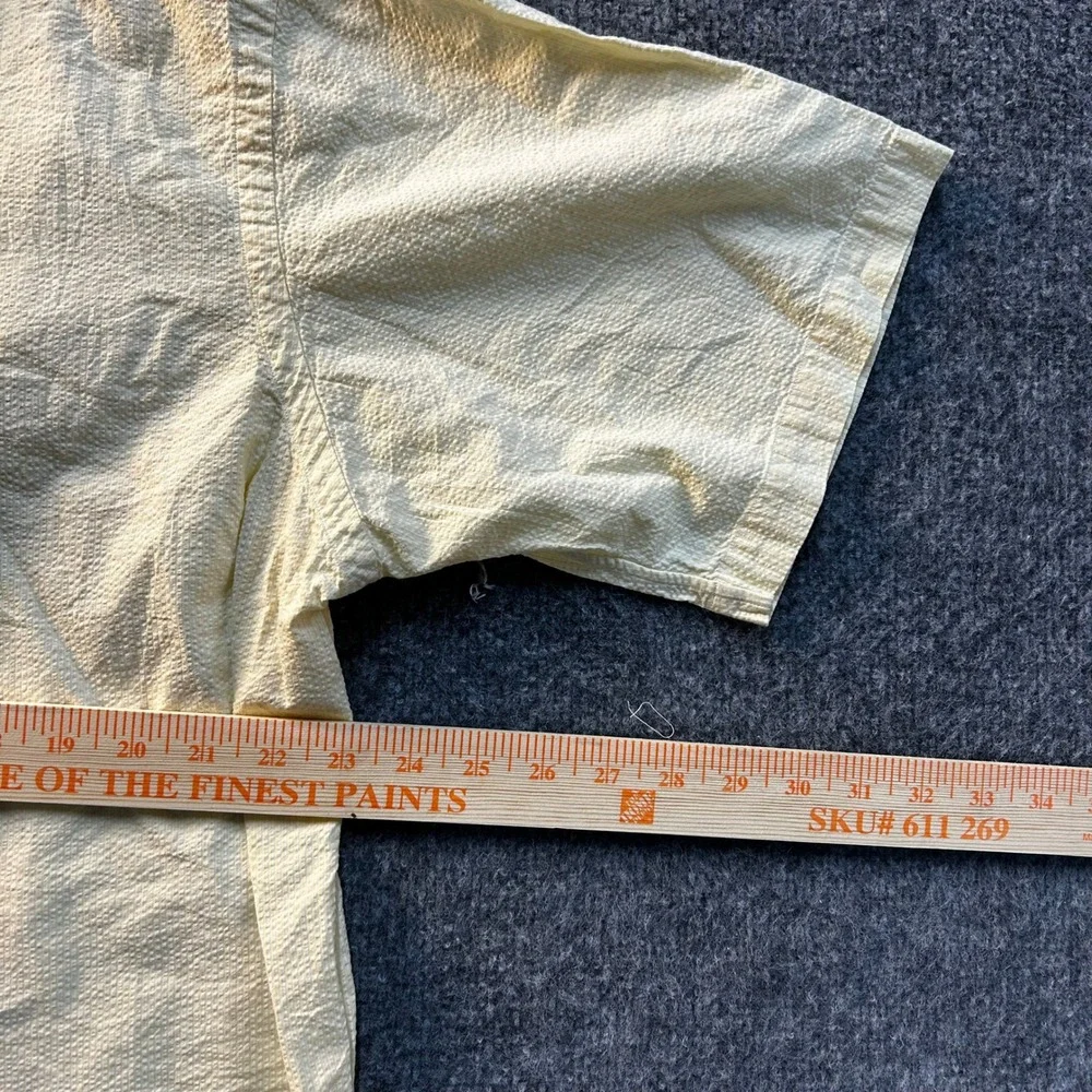 Ralph Lauren Shirt Mens Size L Yellow Seersucker Blake Cotton Short Sleeve